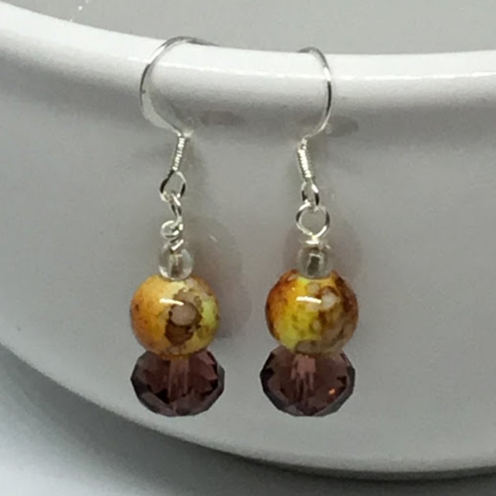 Watercolor Sunset Earrings (acrylic & crystal)